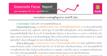 สรุปภาวะเศรษฐกิจฐานราก ปี 2561 และแนวโน้มปี 2562