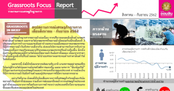 ภาวะเศรษฐกิจฐานราก ประจำเดือนสิงหาคม - กันยายน 2562