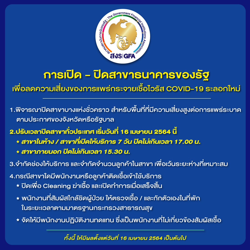 Lสถาบันการเงิน ประกาศ 4 มาตรการ