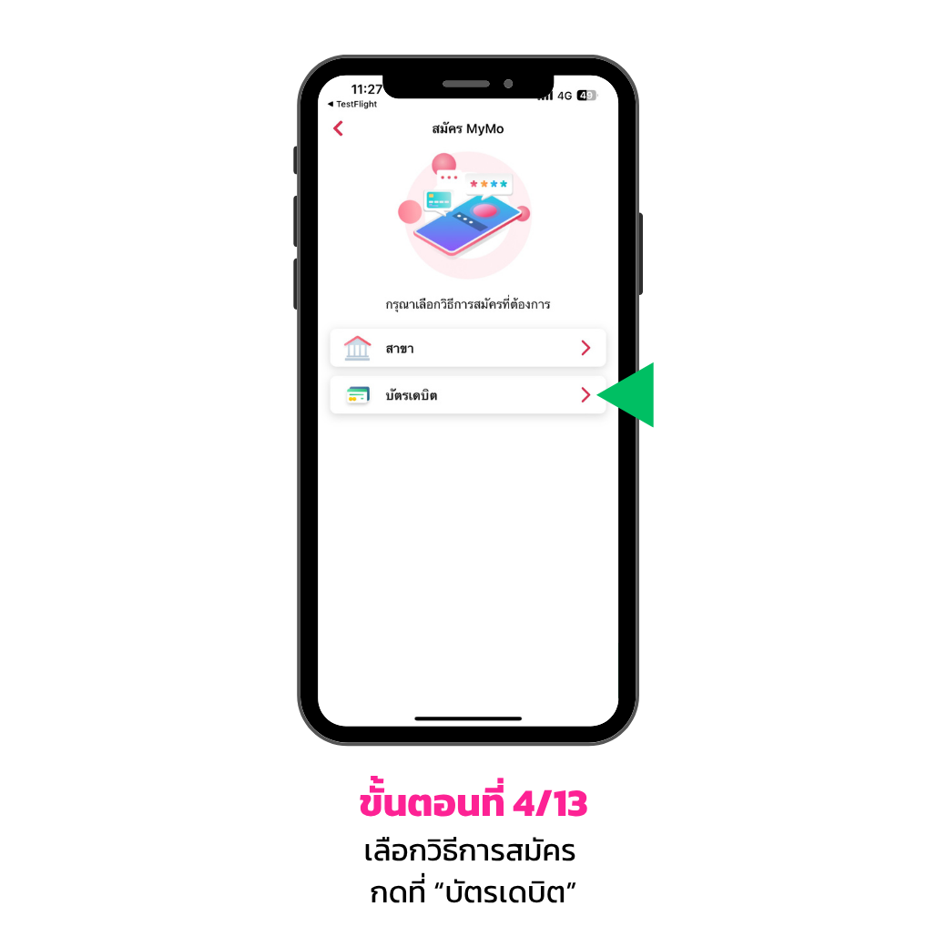 ขั้นตอนการสมัคร ผ่านบัตรเดบิตธนาคาร 4